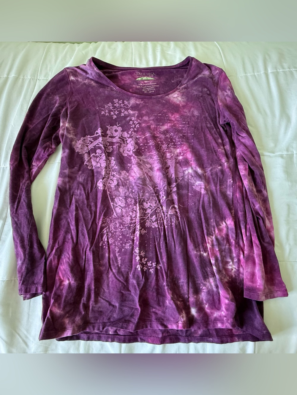 Earth Yoga Purple Tie Dye long sleeve cotton tee